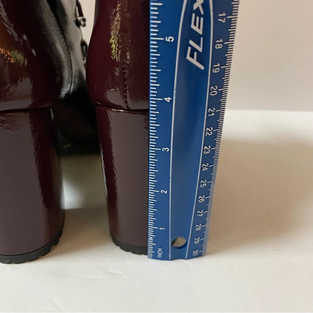 NEW Gianni Bini Chunky Burgundy Patent Leather Combat Boots Size 8 - Picture 8 of 10